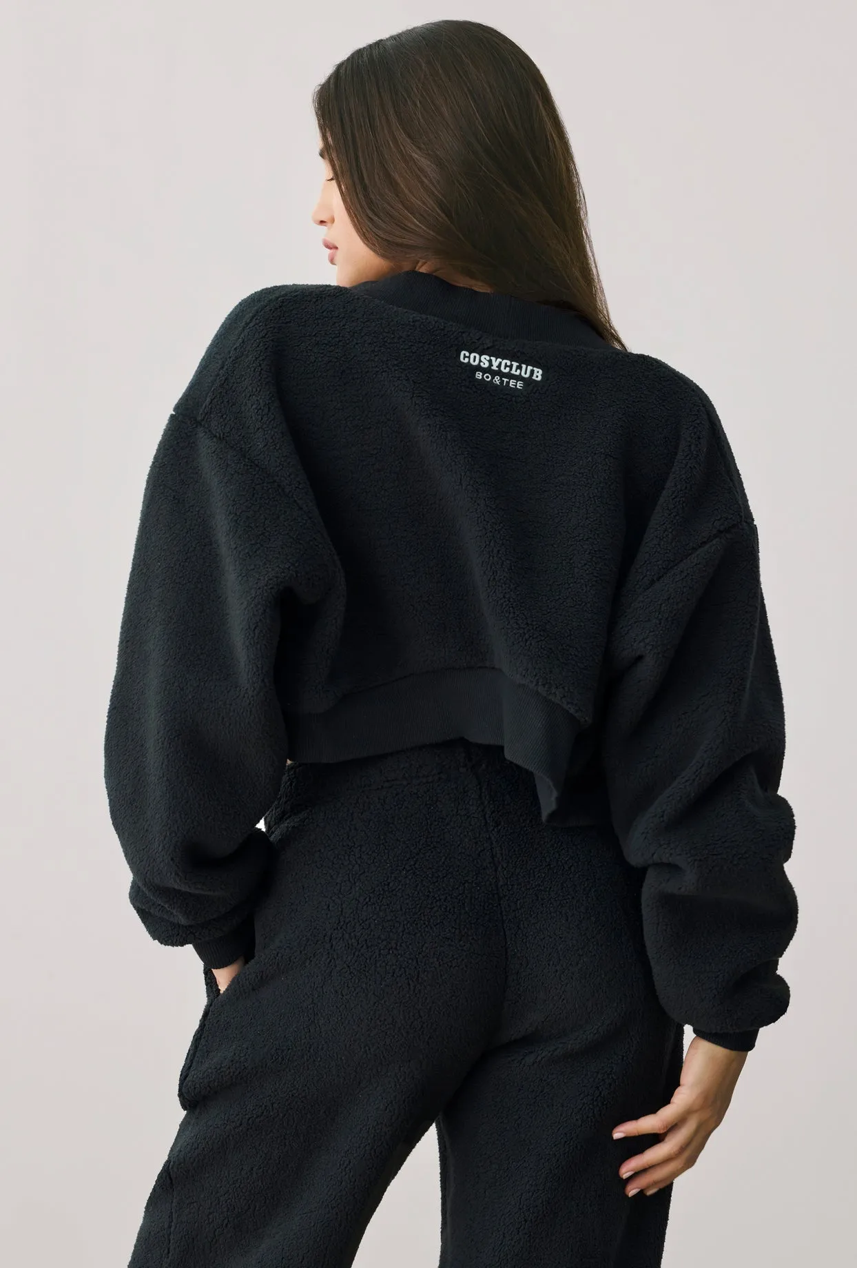 Mellow - Fleece Cropped Shrug in Onyx sold by Bo + Tee product image thumbnail 3