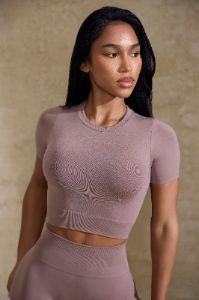 Excel - Define Luxe Baby Tee Crop Top in Mocha sold by Bo + Tee