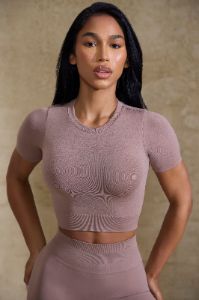Excel - Define Luxe Baby Tee Crop Top in Mocha sold by Bo + Tee