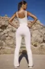 Powerful - Flared Full Length Unitard in Bone sold by Bo + Tee