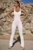 Powerful - Flared Full Length Unitard in Bone sold by Bo + Tee