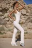 Powerful - Flared Full Length Unitard in Bone sold by Bo + Tee