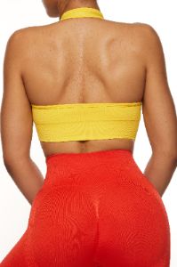 Focused - Halter Neck Backless Sports Bra in Yellow sold by Bo + Tee