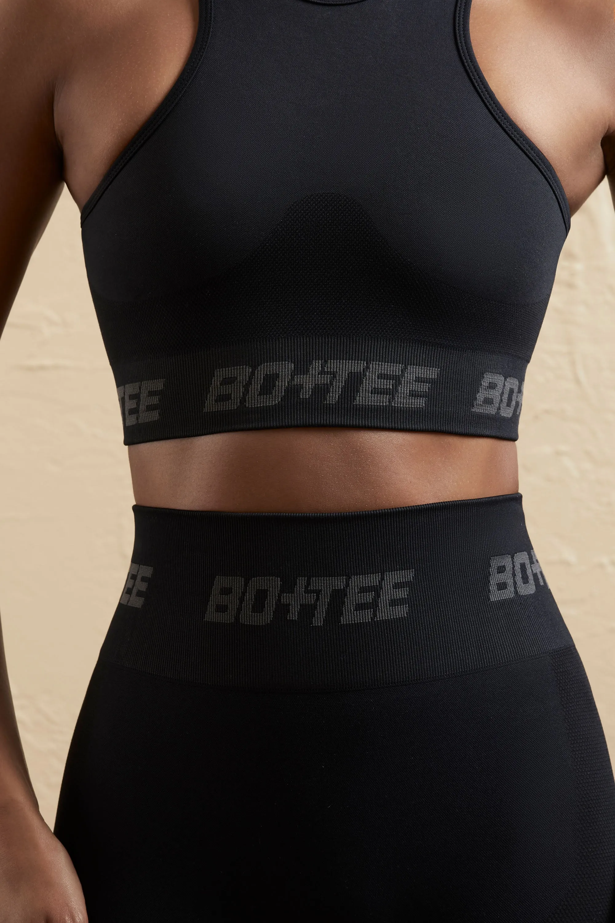 Knockout - Seamless Racerback Crop Top in Black sold by Bo + Tee product image thumbnail 4