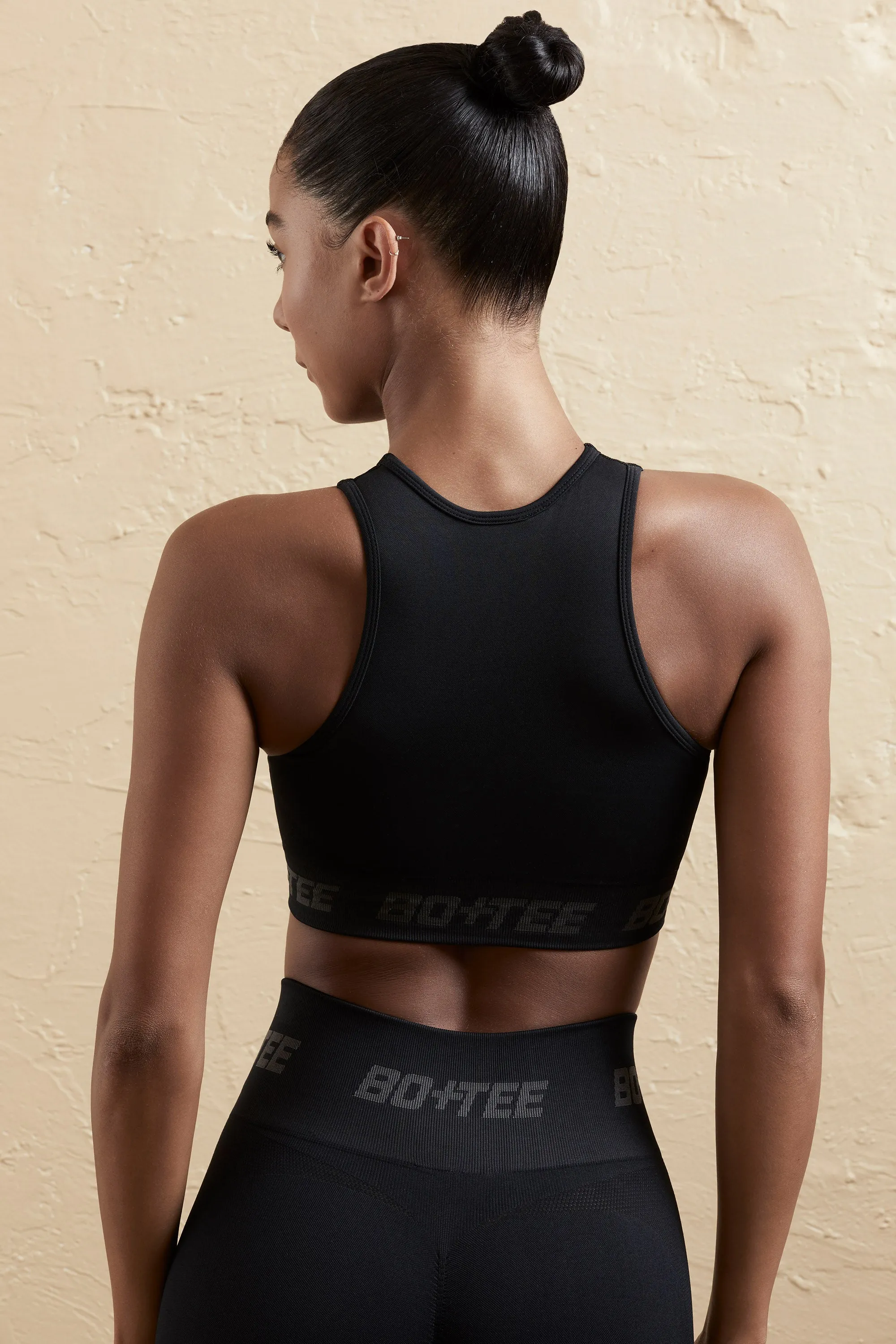 Knockout - Seamless Racerback Crop Top in Black sold by Bo + Tee product image thumbnail 3