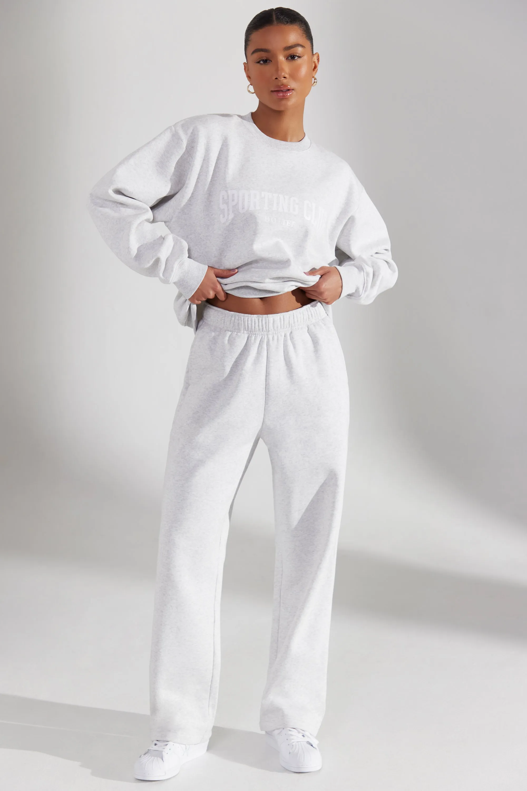 Principal - Petite Wide Leg Joggers in Heather Grey sold by Bo + Tee