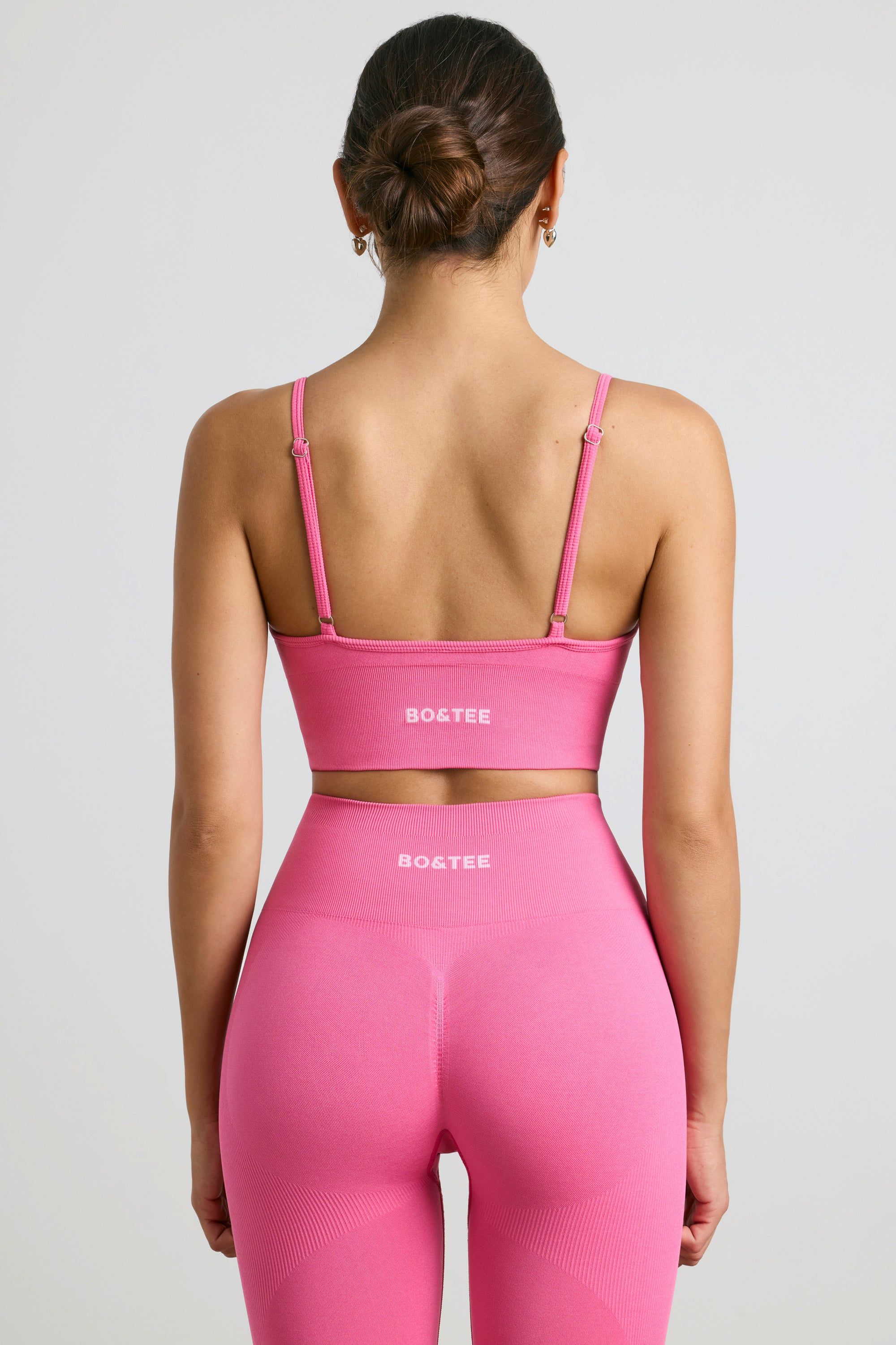 Exclusive - V-Neck Define Luxe Sports Bra in Hot Pink sold by Bo + Tee product image thumbnail 2