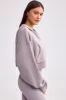 Cropped Zip-Up Chunky Knit Hoodie in Dusty Lavender sold by Bo + Tee