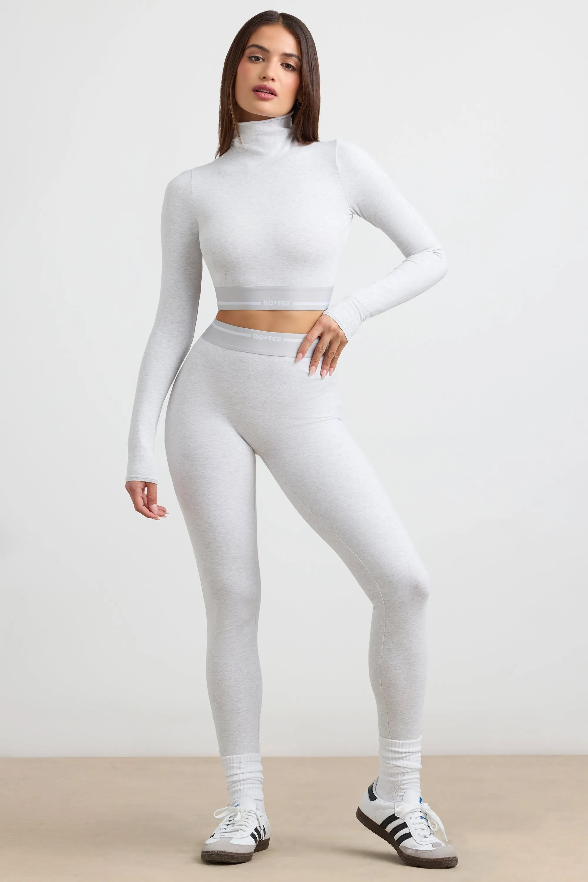 High-Waist Leggings in Grey Marl sold by Bo + Tee product image thumbnail 5