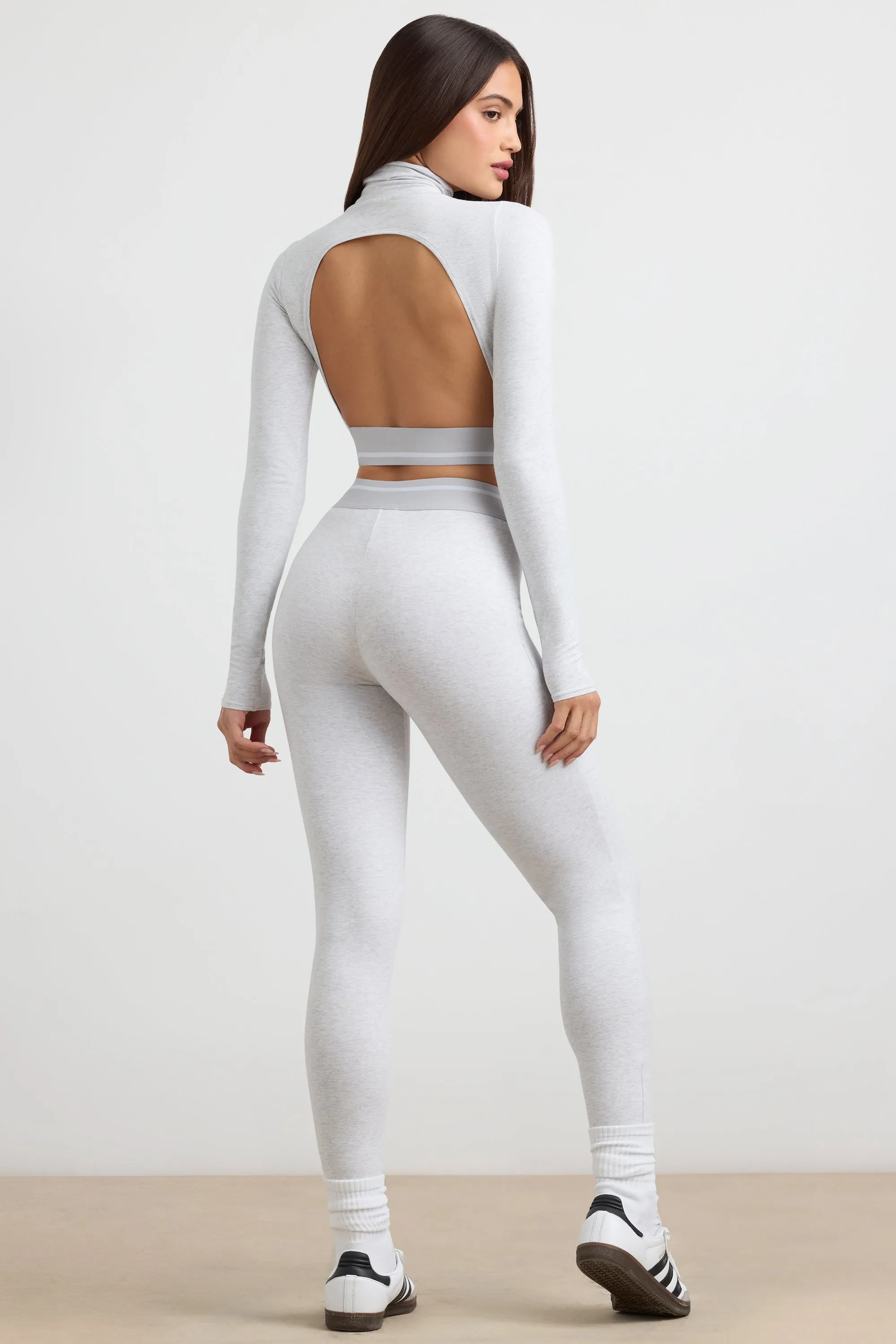 High-Waist Leggings in Grey Marl sold by Bo + Tee product image thumbnail 3