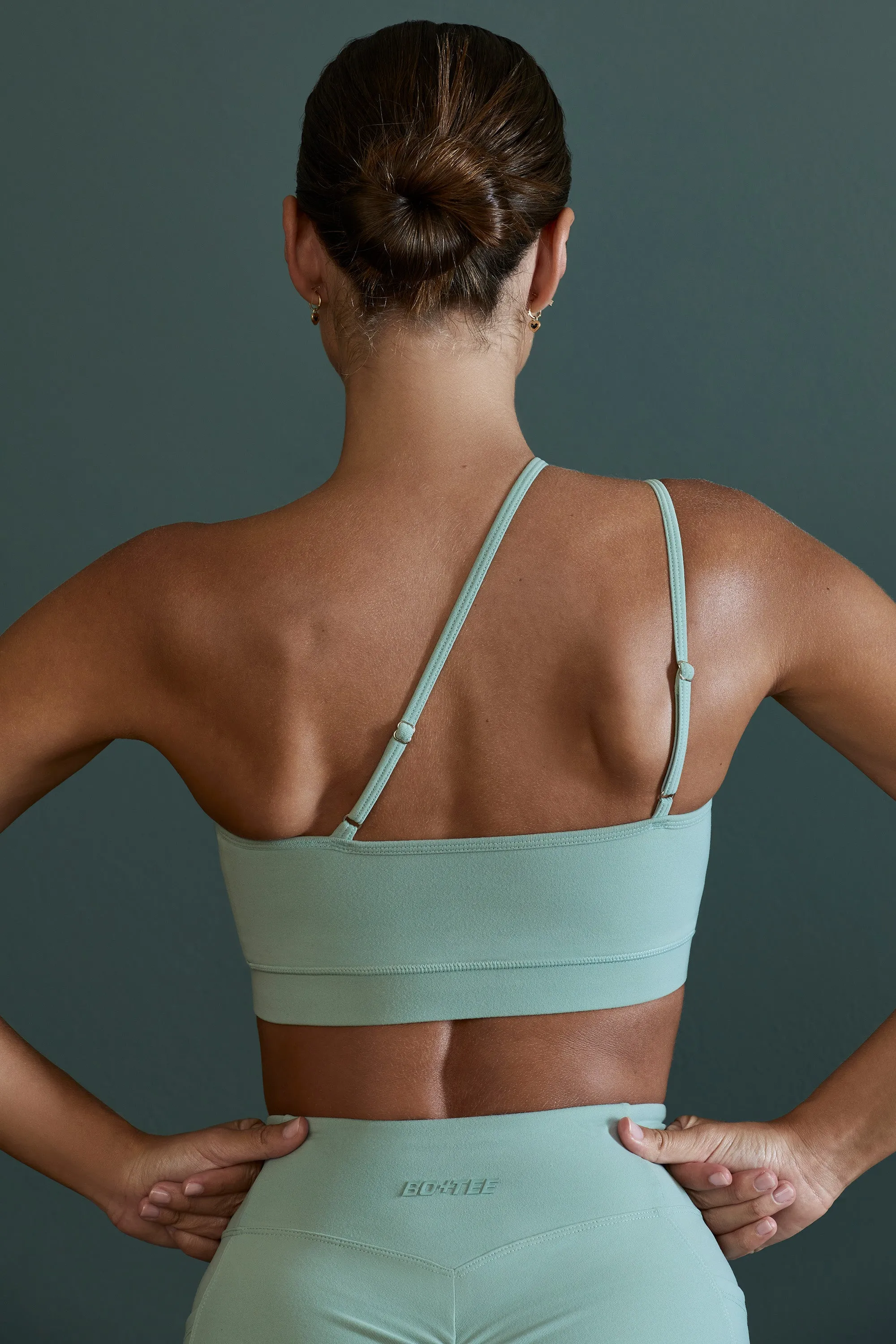 Enhance - Asymmetric Neckline Sports Bra in Sage sold by Bo + Tee product image thumbnail 3