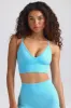 Define Luxe V-Neck Sports Bra in Sky Blue sold by Bo + Tee