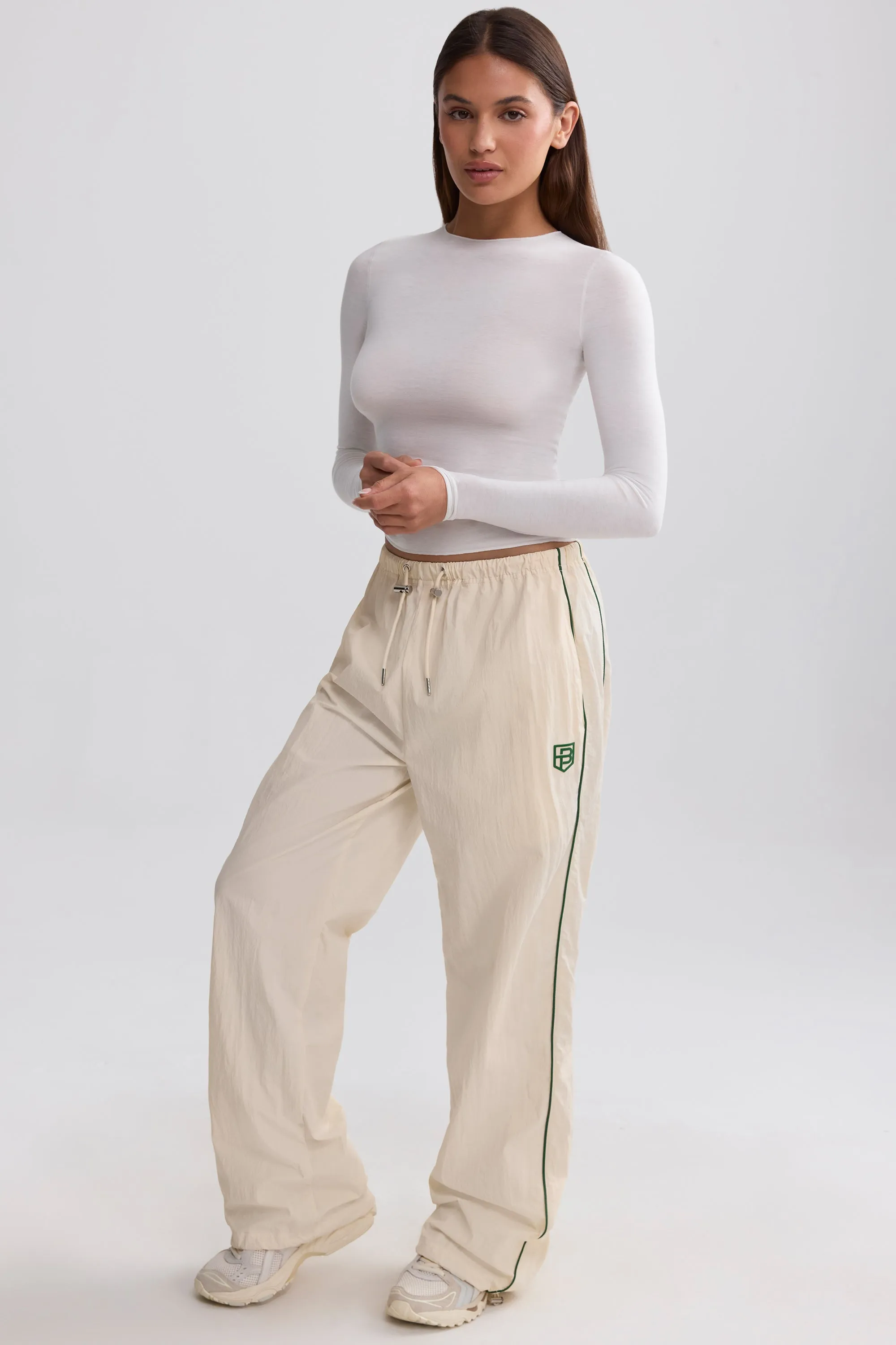 Water-Repellent Crinkled Wide-Leg Trousers in Marble sold by Bo + Tee product image thumbnail 2