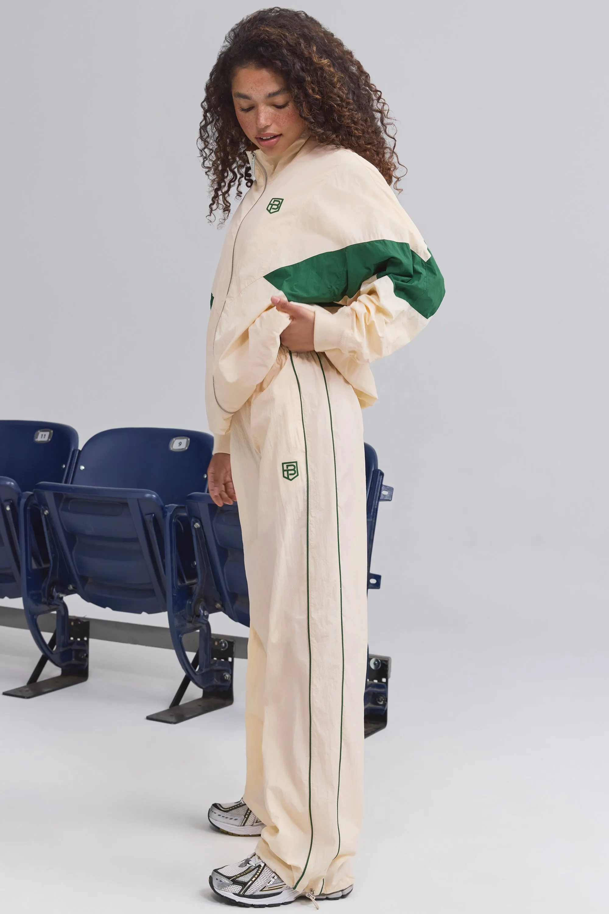 Water-Repellent Crinkled Wide-Leg Trousers in Marble sold by Bo + Tee