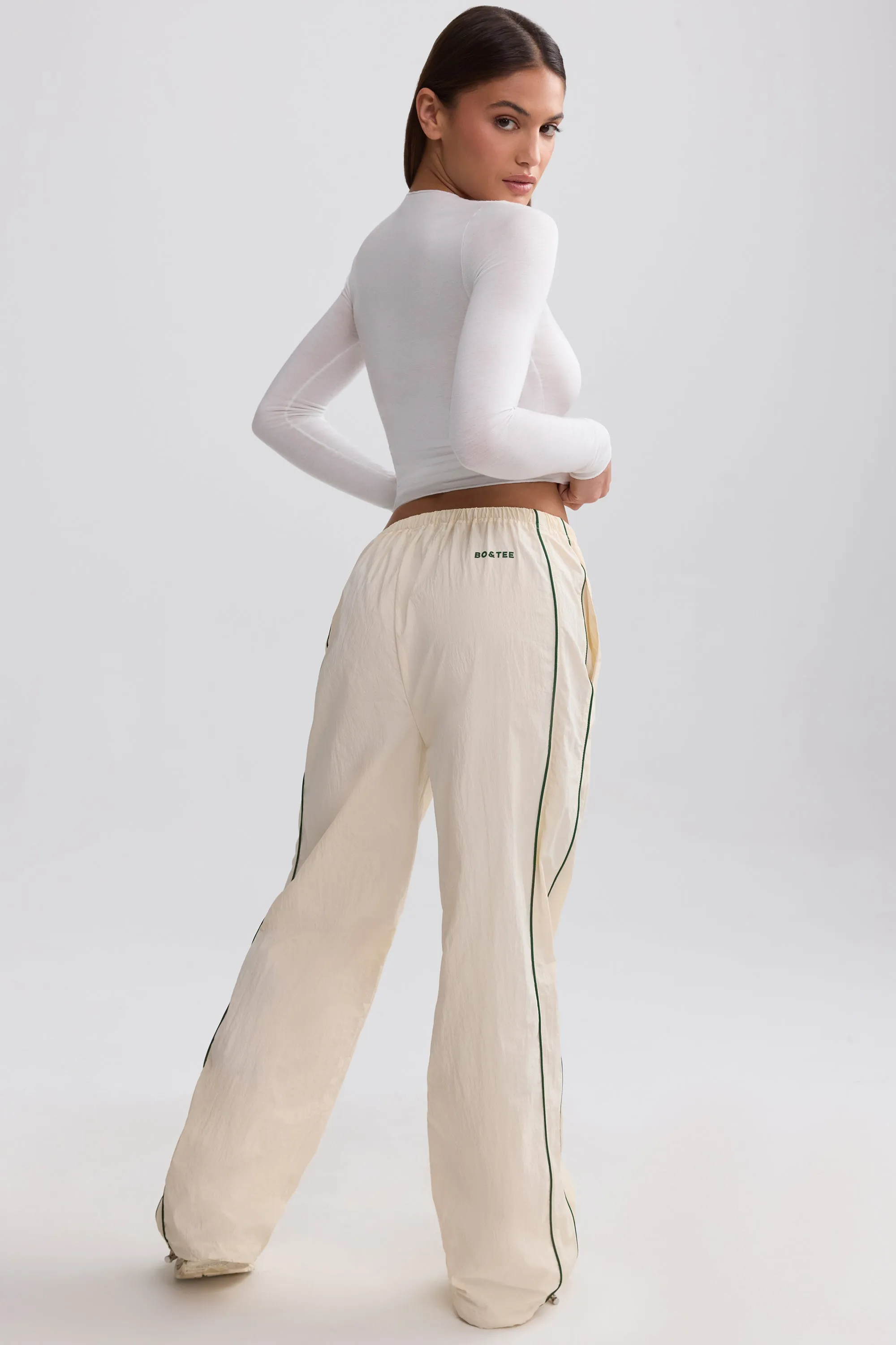 Water-Repellent Crinkled Wide-Leg Trousers in Marble sold by Bo + Tee product image thumbnail 3