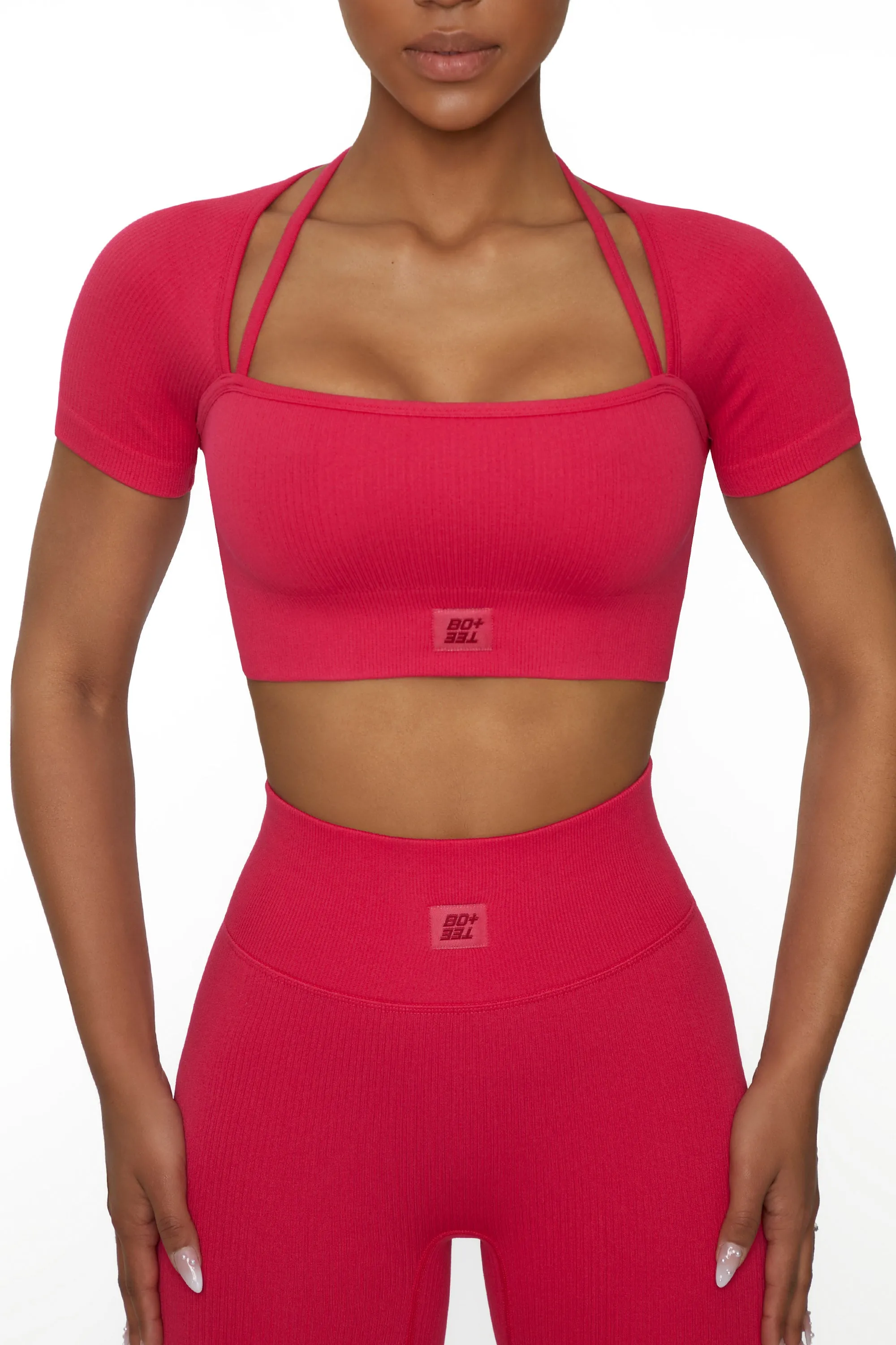 High Energy - Short Sleeve Crop Top in Hot Pink sold by Bo + Tee product image thumbnail 2