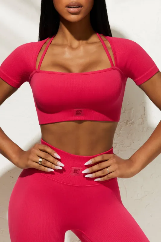 High Energy - Short Sleeve Crop Top in Hot Pink sold by Bo + Tee