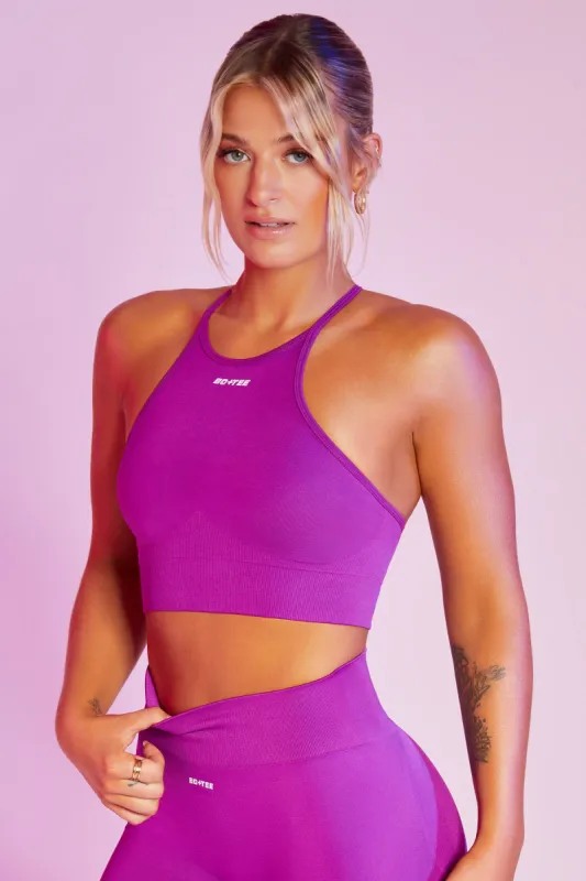 Incline - Seamless High Neckline Crop Top in Purple sold by Bo + Tee