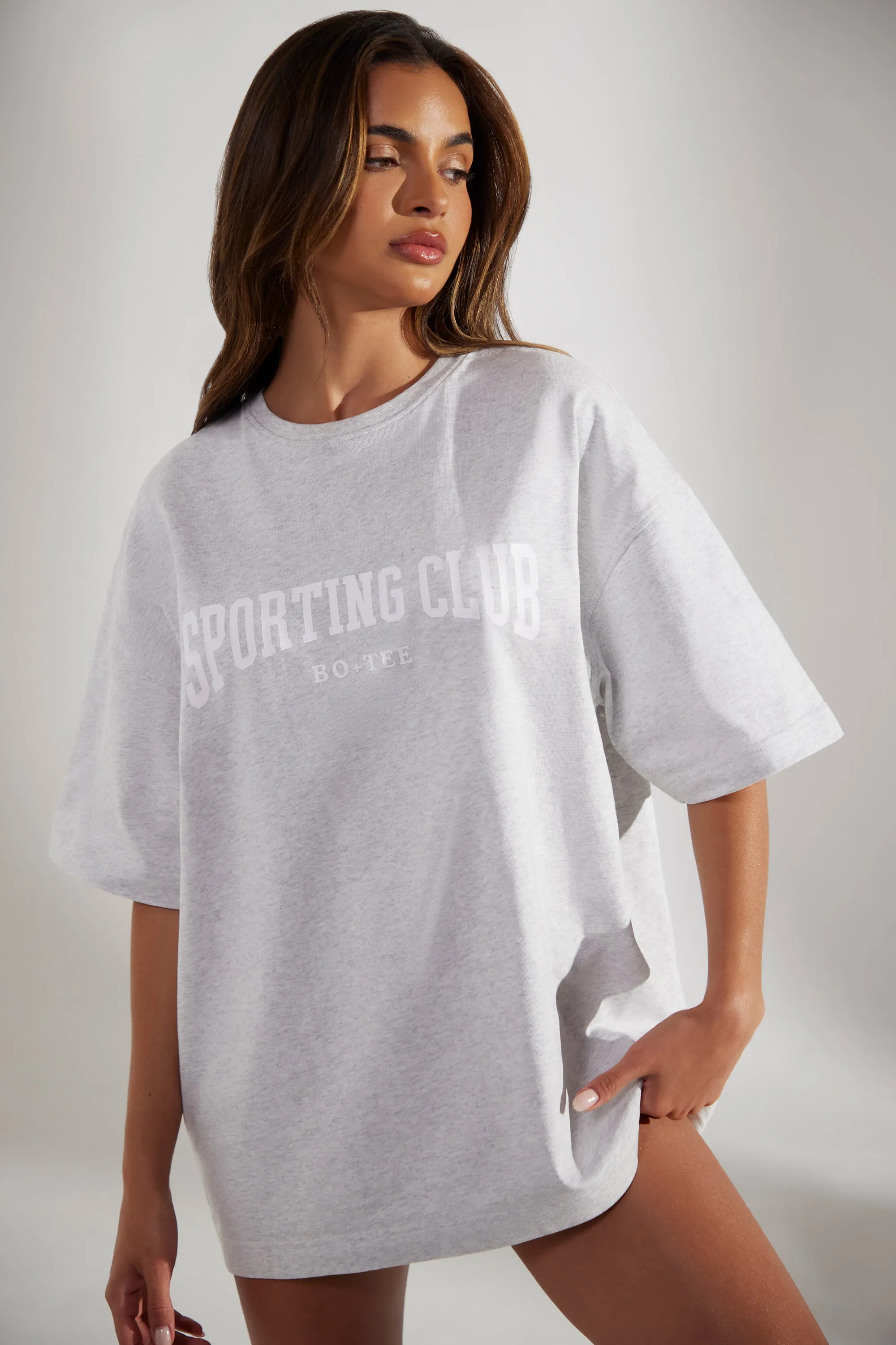 Oversized Short Sleeve T-Shirt in Heather Grey sold by Bo + Tee product image thumbnail 4