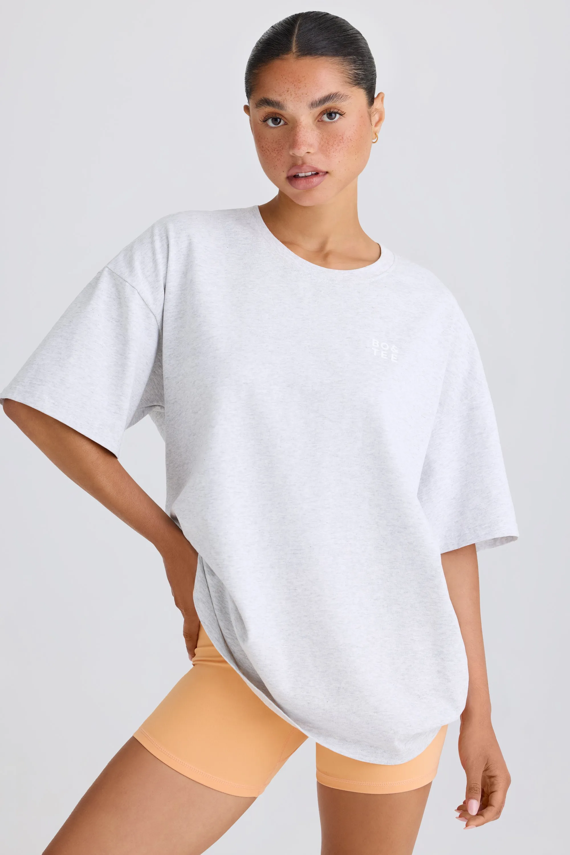 Soft Cotton Jersey Oversized T-Shirt in Grey Marl sold by Bo + Tee product image thumbnail 3