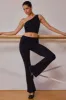 Petite Fold-Over Flared Trousers in Black sold by Bo + Tee