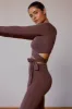 Long-Sleeve Wrap Crop Top in Taupe Brown sold by Bo + Tee