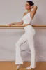Fold-Over Flared Trousers in Soft White sold by Bo + Tee