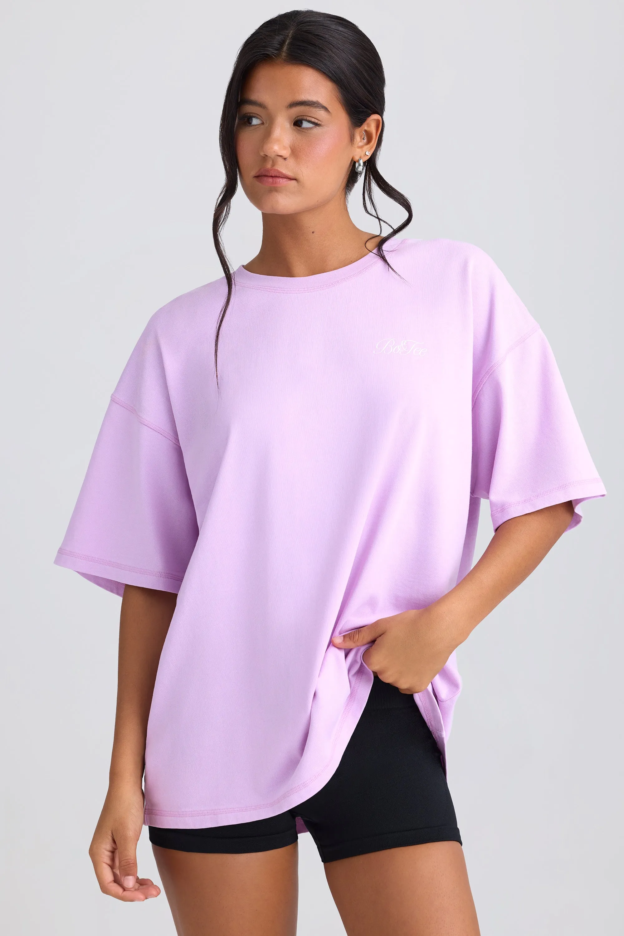 Oversized Short-Sleeve T-Shirt in Violet Pink sold by Bo + Tee product image thumbnail 5