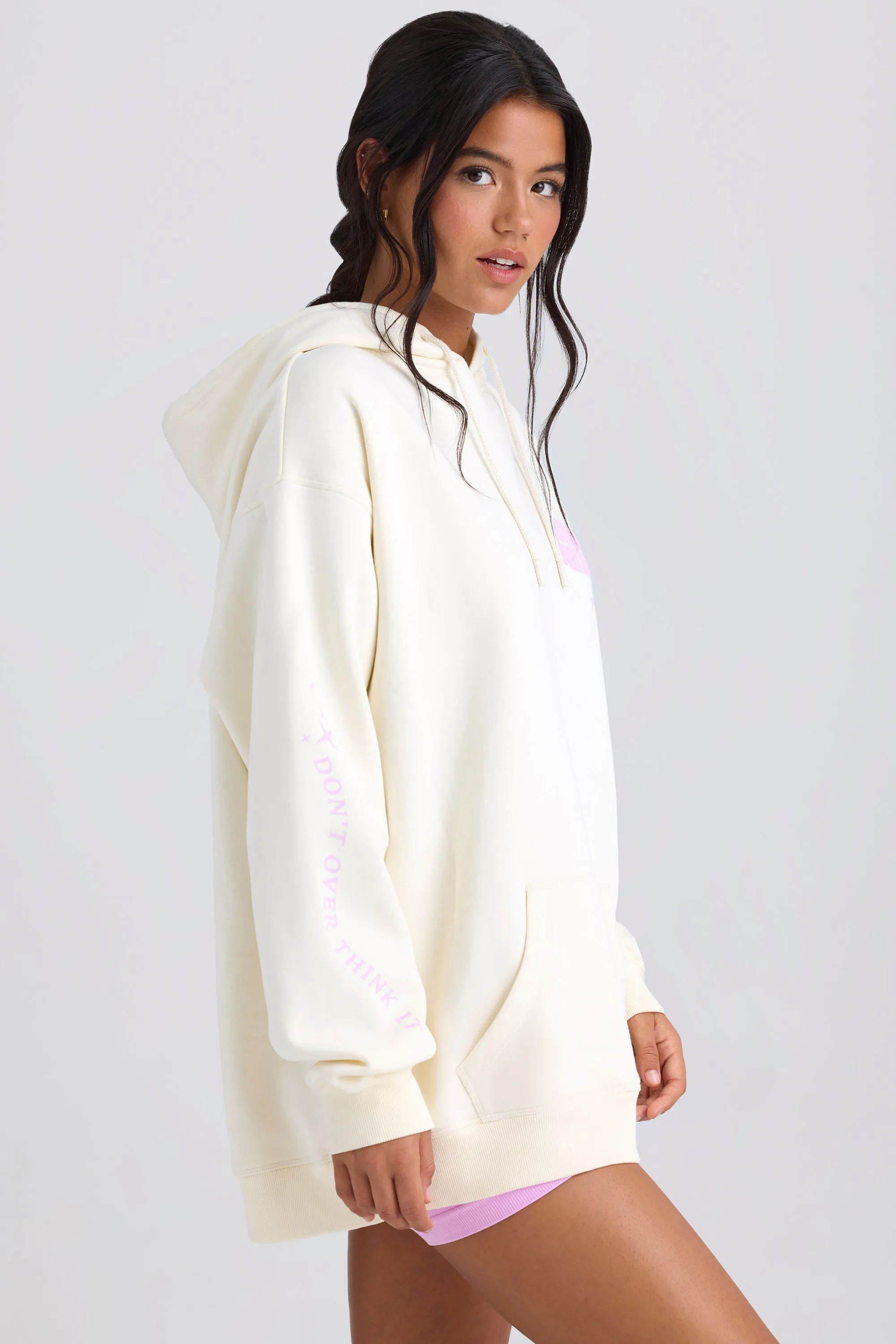 Heavyweight Brushed Fleece Oversized Hoodie in Egg Shell sold by Bo + Tee product image thumbnail 2