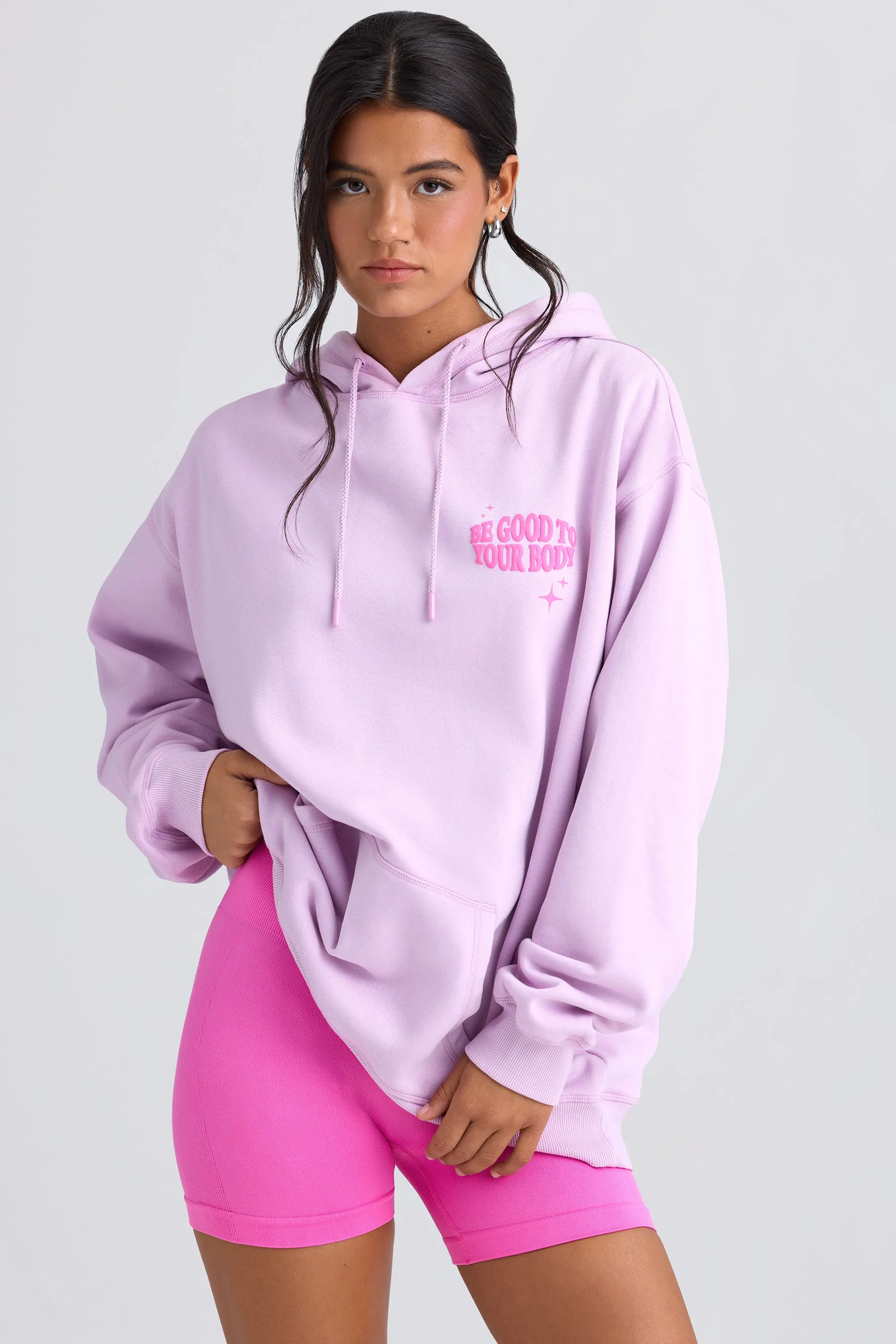 Heavyweight Brushed Fleece Oversized Hoodie in Violet Pink sold by Bo + Tee