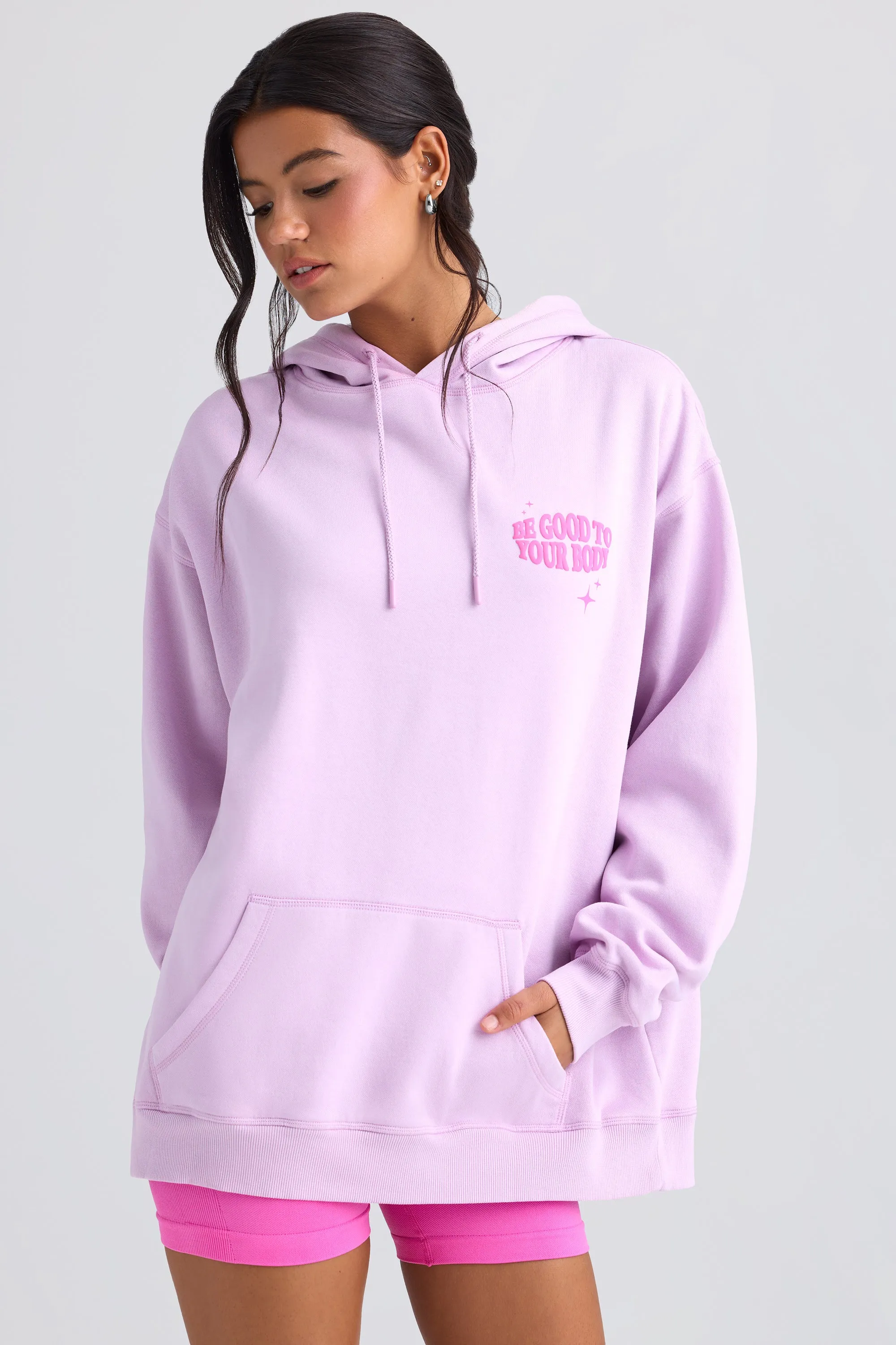 Heavyweight Brushed Fleece Oversized Hoodie in Violet Pink sold by Bo + Tee product image thumbnail 5