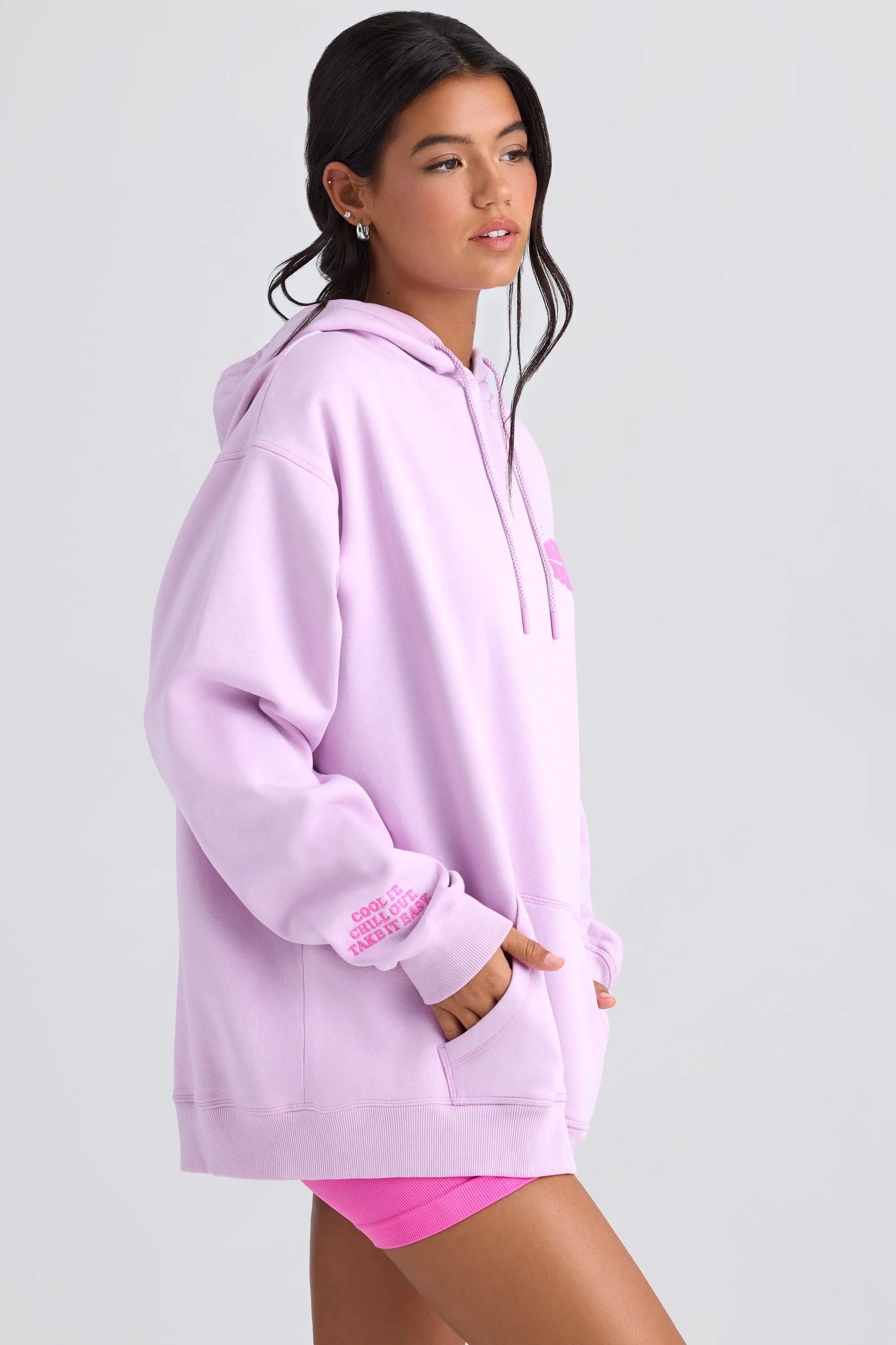 Heavyweight Brushed Fleece Oversized Hoodie in Violet Pink sold by Bo + Tee product image thumbnail 2