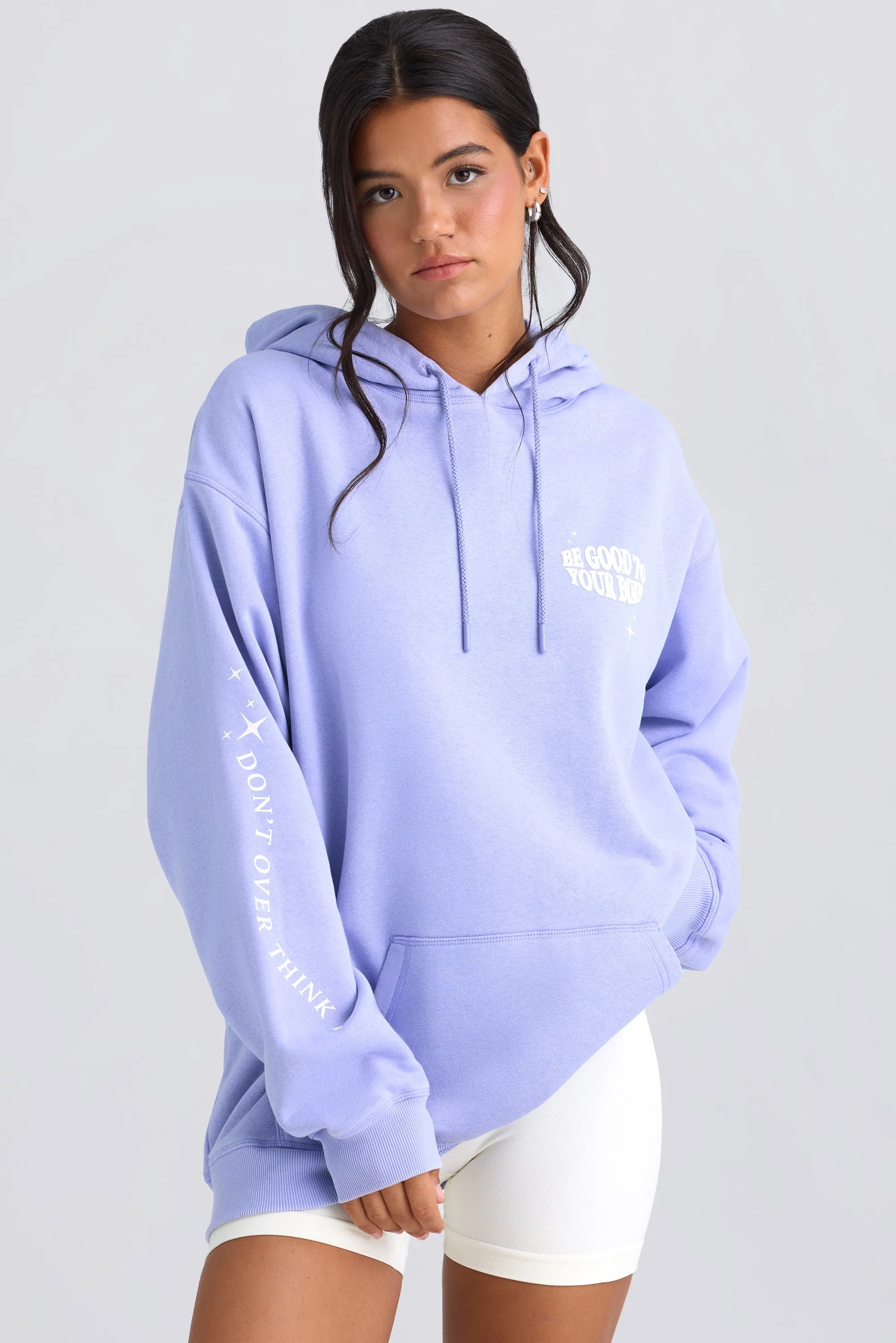 Heavyweight Brushed Fleece Oversized Hoodie in Periwinkle sold by Bo + Tee product image thumbnail 4