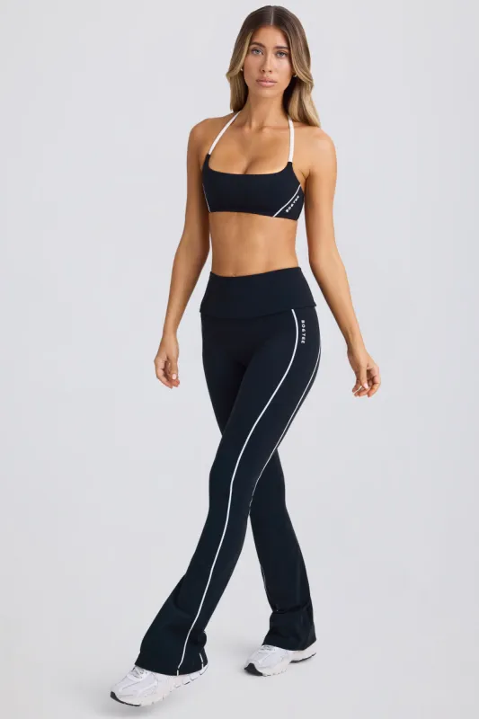 Soft Active Foldover Flared Trousers in Black sold by Bo + Tee