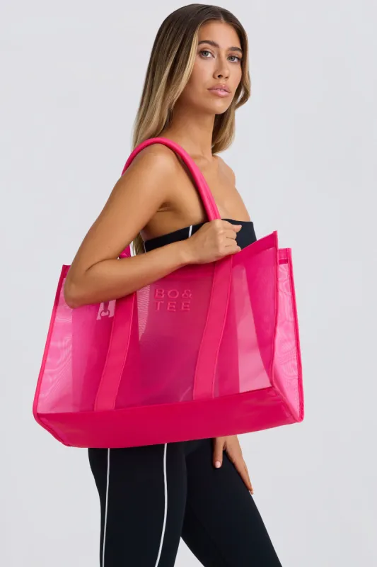 Mesh Tote Bag in Bubblegum Pink made by Bo + Tee