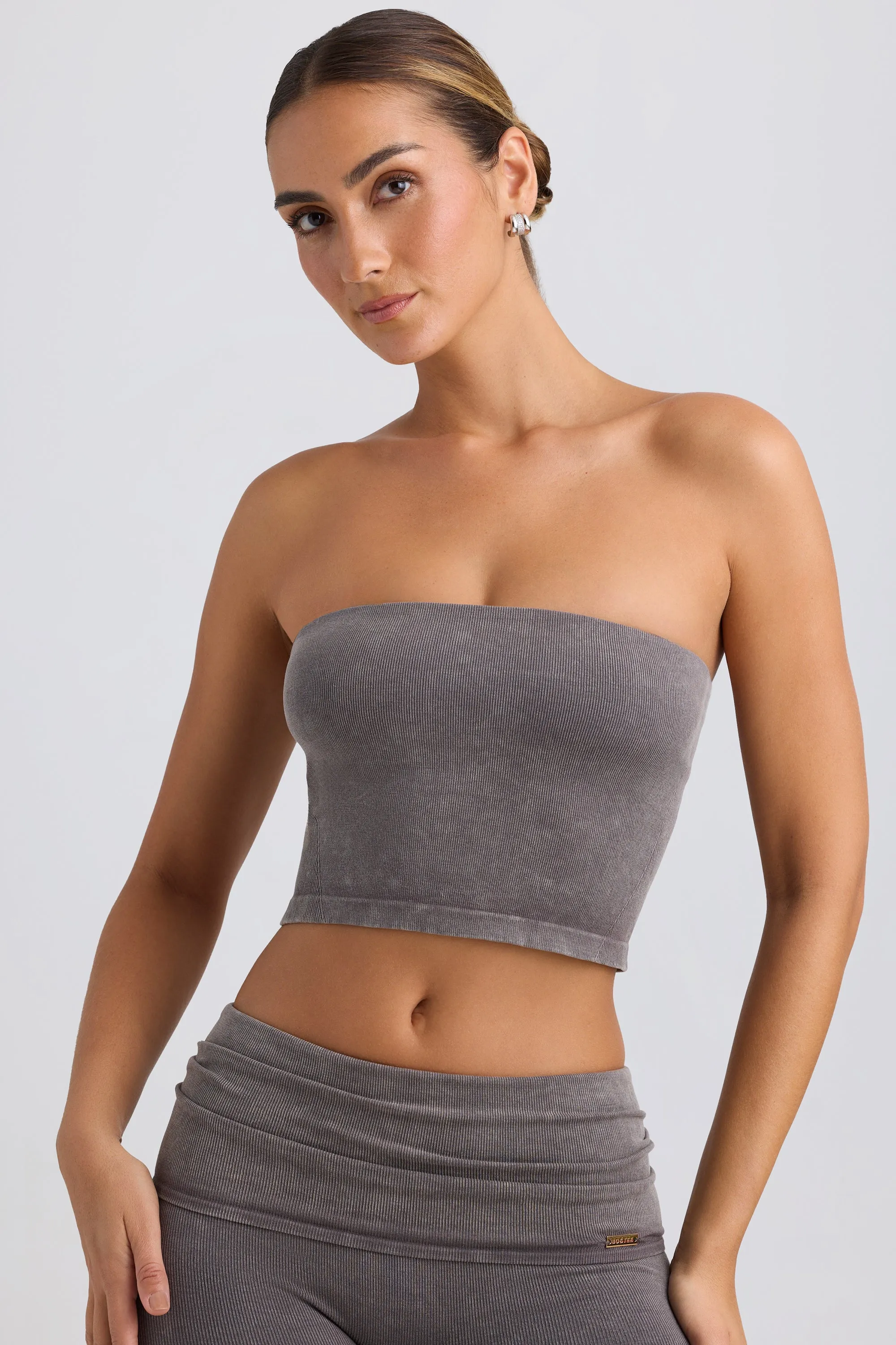 Bandeau Crop Top in Washed Charcoal sold by Bo + Tee product image thumbnail 5