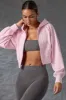Zip-Up Cropped Hoodie in Washed Ice Pink sold by Bo + Tee