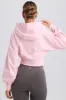 Zip-Up Cropped Hoodie in Washed Ice Pink sold by Bo + Tee