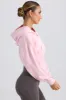 Zip-Up Cropped Hoodie in Washed Ice Pink sold by Bo + Tee