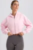 Zip-Up Cropped Hoodie in Washed Ice Pink sold by Bo + Tee