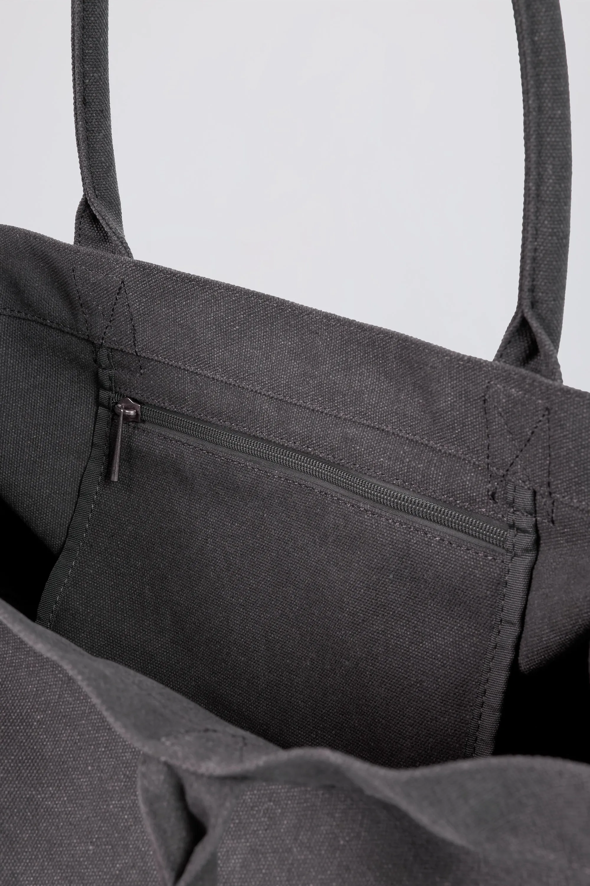 Oversized Canvas Tote Bag in Washed Charcoal sold by Bo + Tee product image thumbnail 5