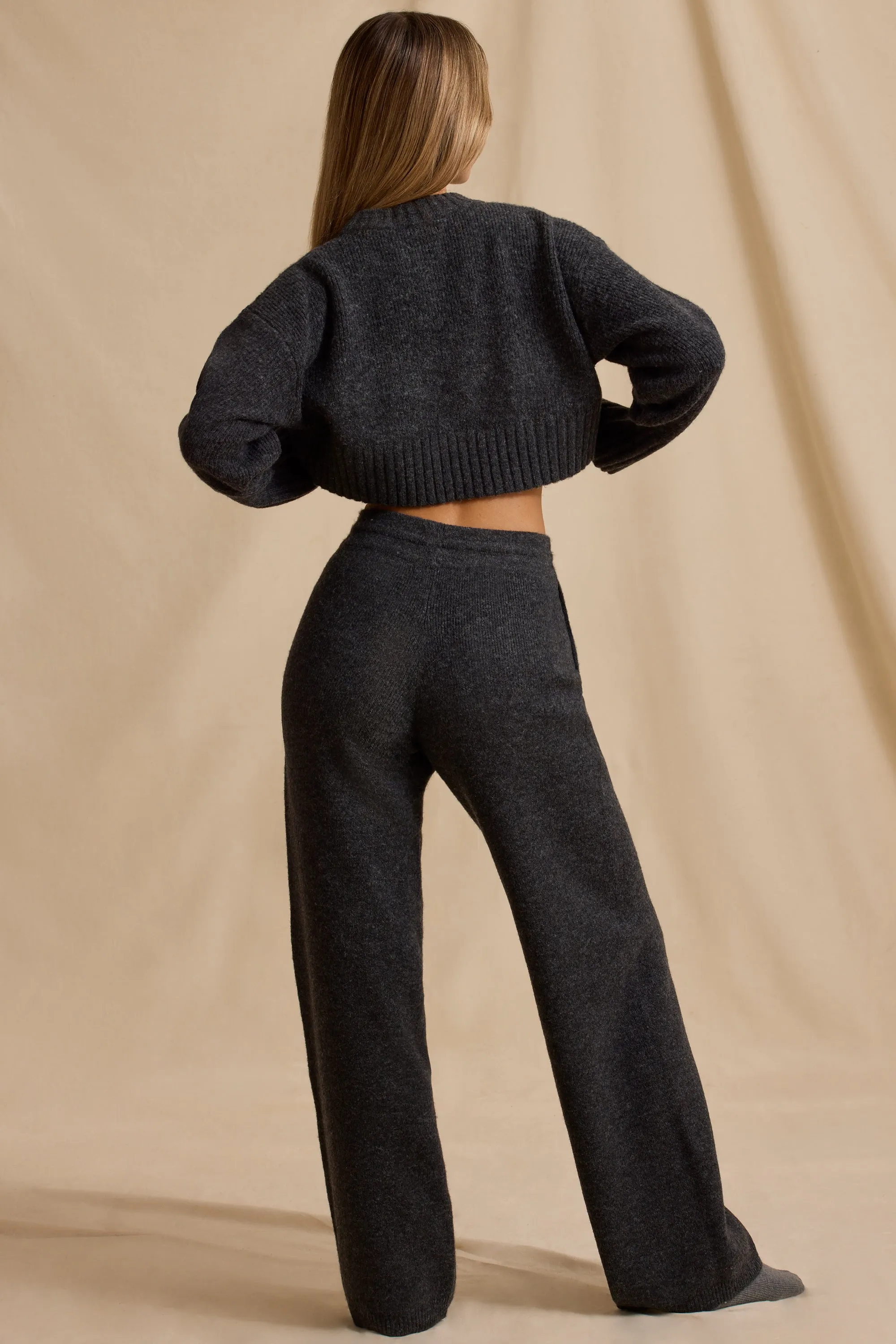 Tall Mid-Rise Wide-Leg Joggers in Charcoal Marl sold by Bo + Tee product image thumbnail 3