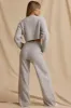 Mid-Rise Wide-Leg Joggers in Ice Marl sold by Bo + Tee