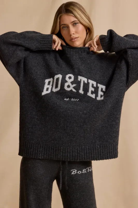 Oversized Knit Jumper in Charcoal Marl sold by Bo + Tee