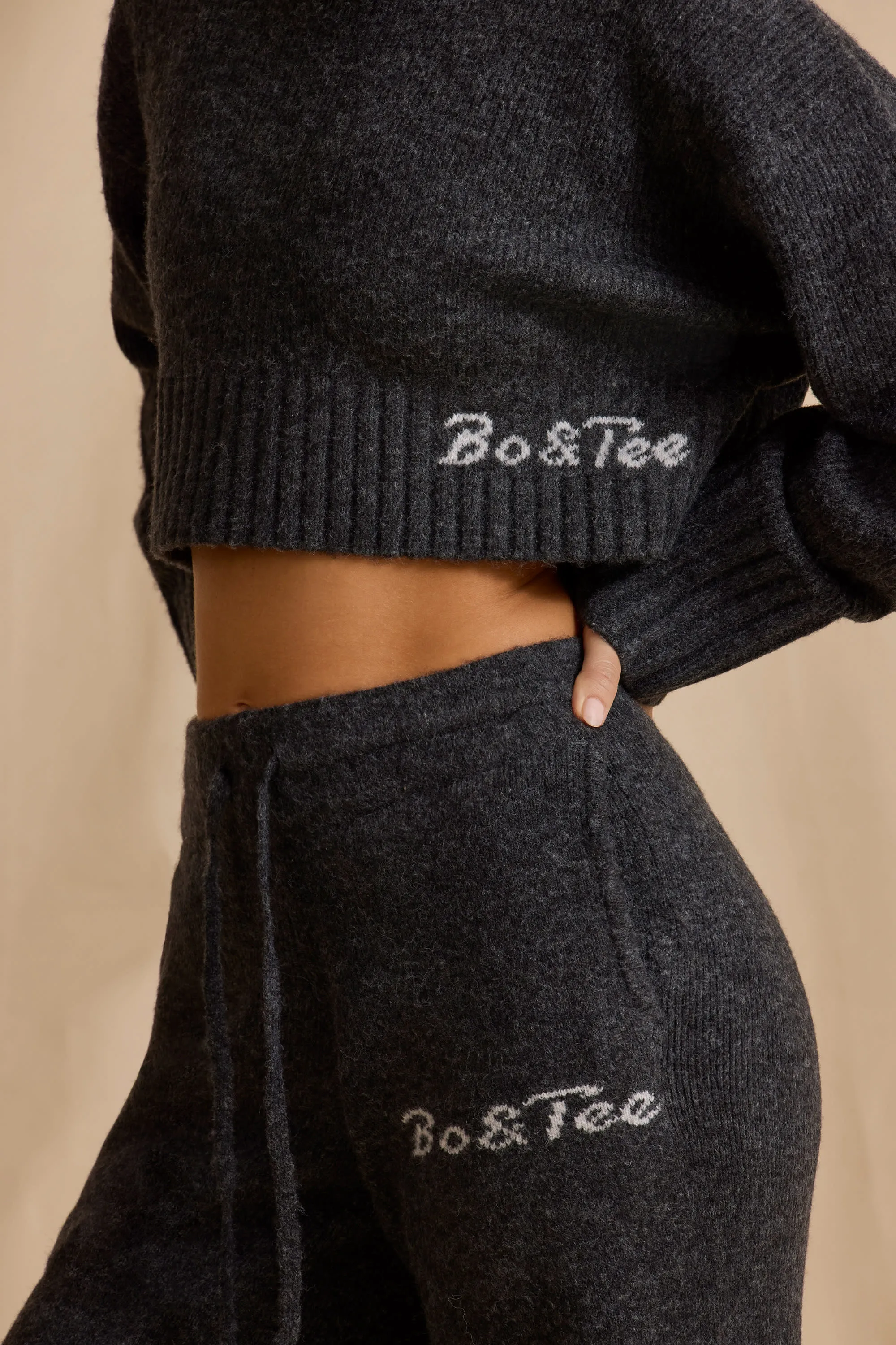 Cropped Knit Jumper in Charcoal Marl sold by Bo + Tee product image thumbnail 4