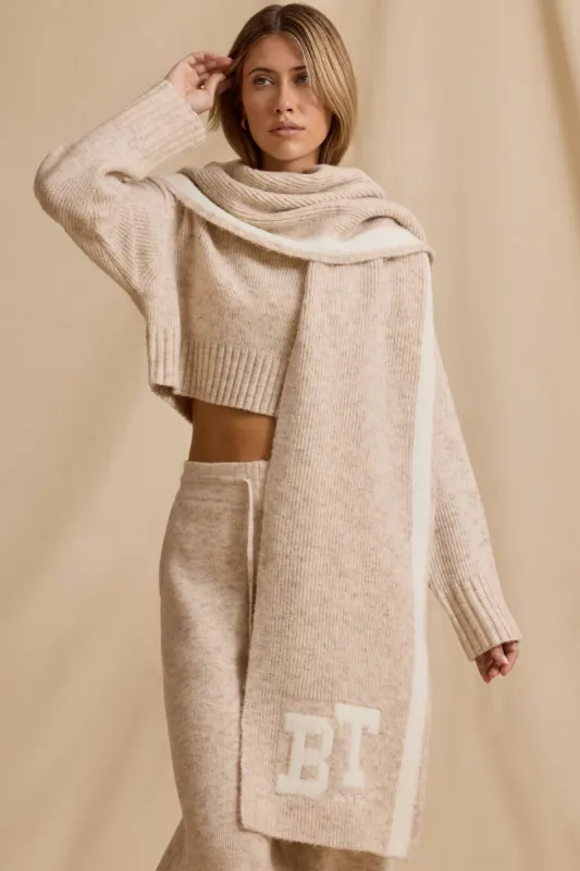 Oversized Knit Scarf in Cream Marl sold by Bo + Tee