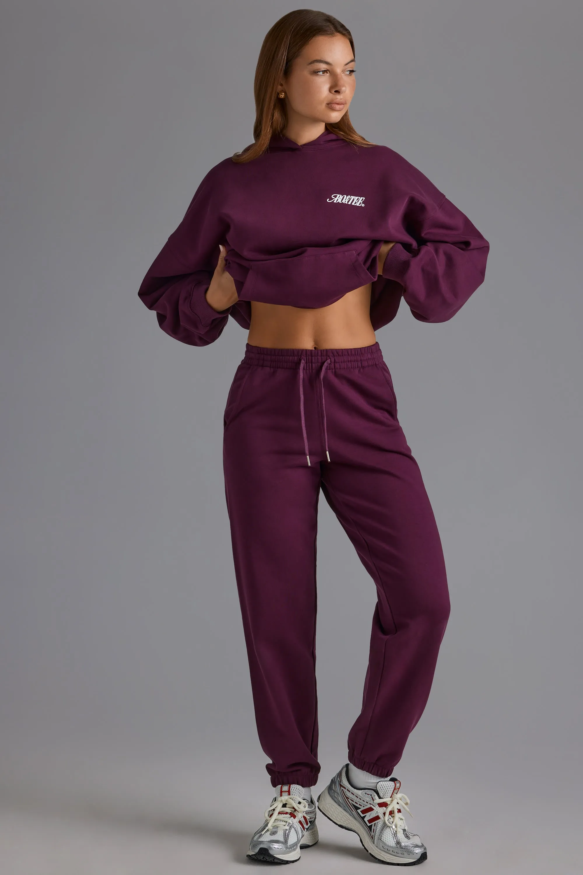 Soft Cotton Jersey Relaxed Mid-Rise Joggers in Grape sold by Bo + Tee product image thumbnail 5