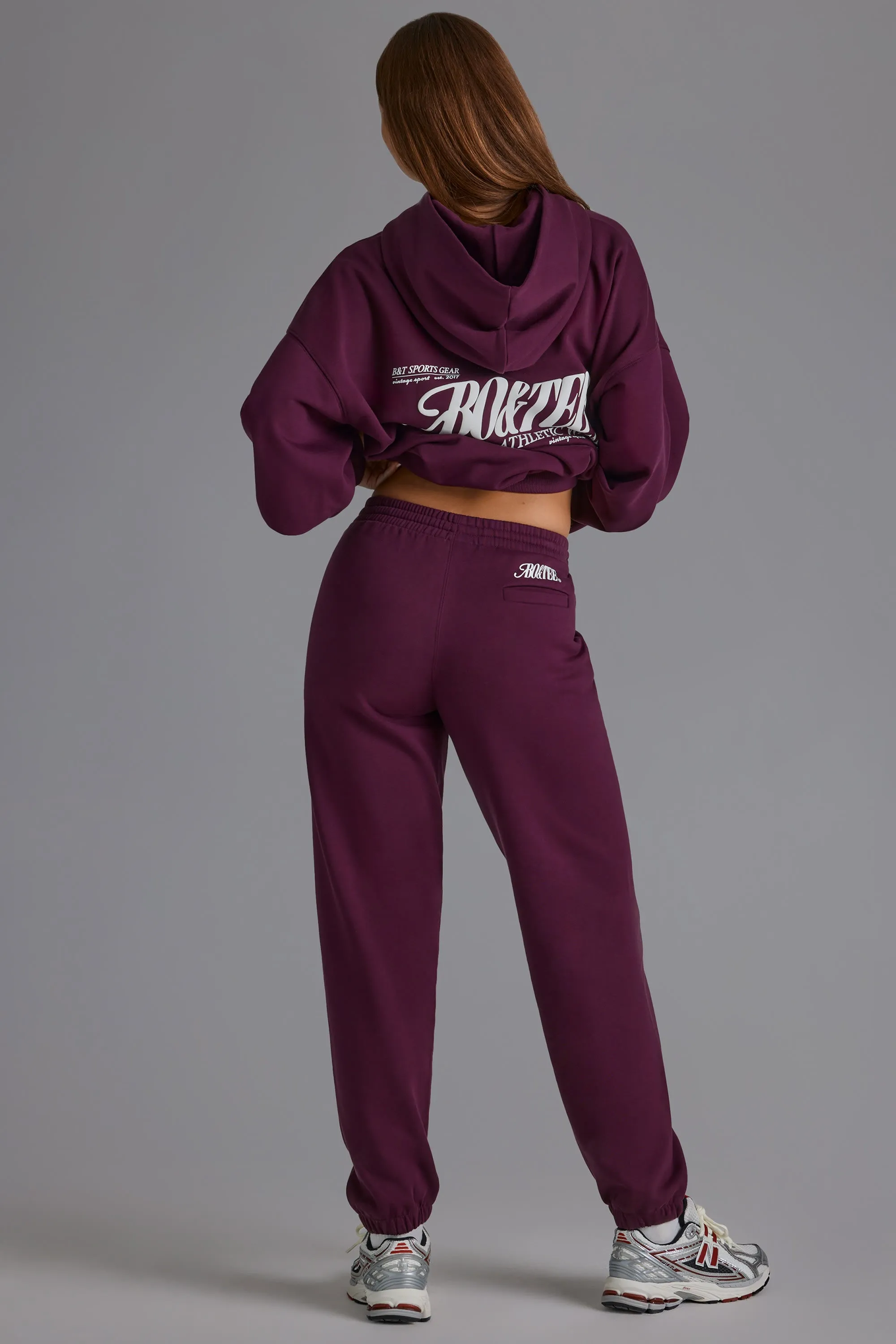 Soft Cotton Jersey Relaxed Mid-Rise Joggers in Grape sold by Bo + Tee product image thumbnail 3