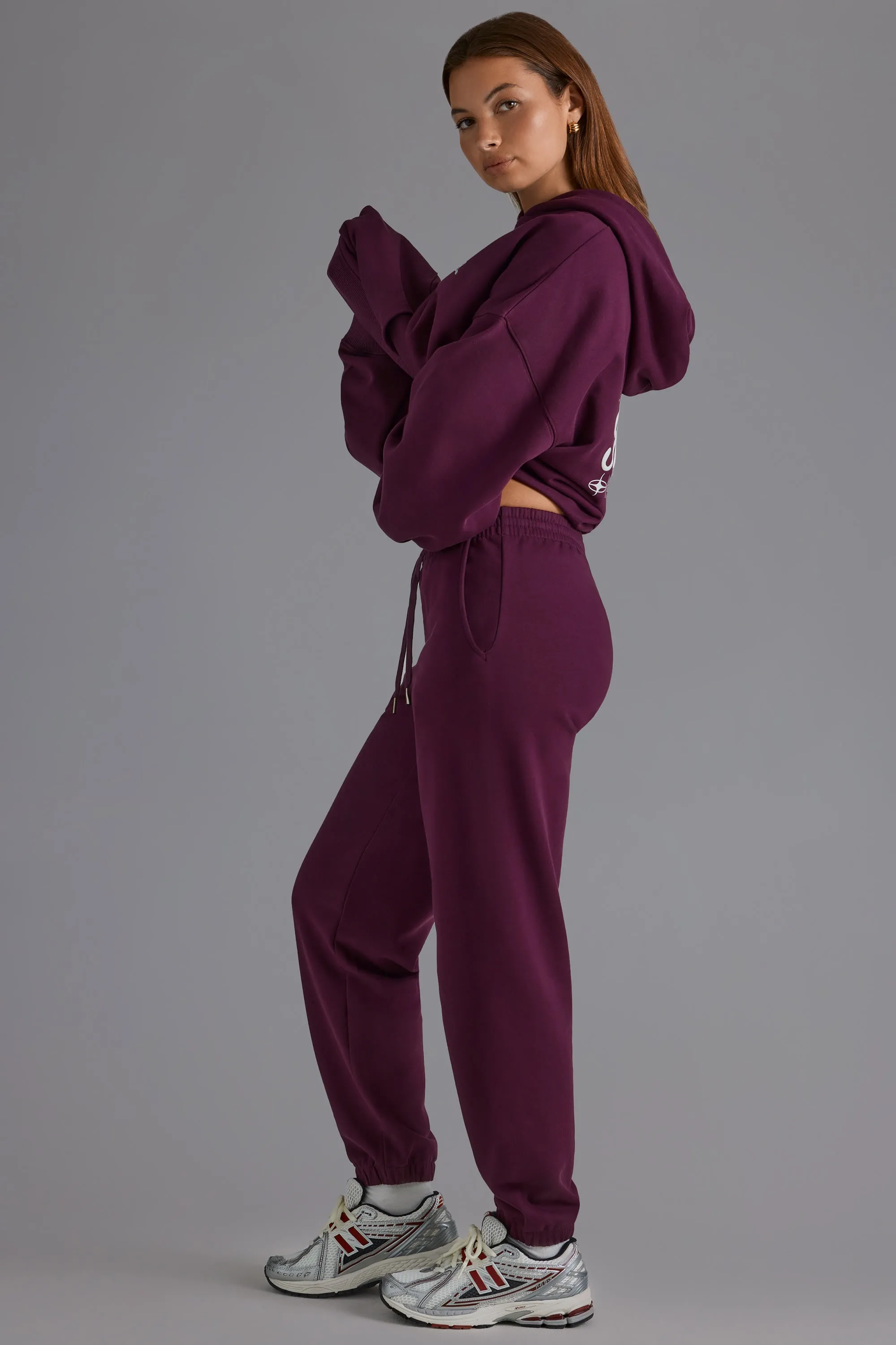 Soft Cotton Jersey Relaxed Mid-Rise Joggers in Grape sold by Bo + Tee product image thumbnail 2