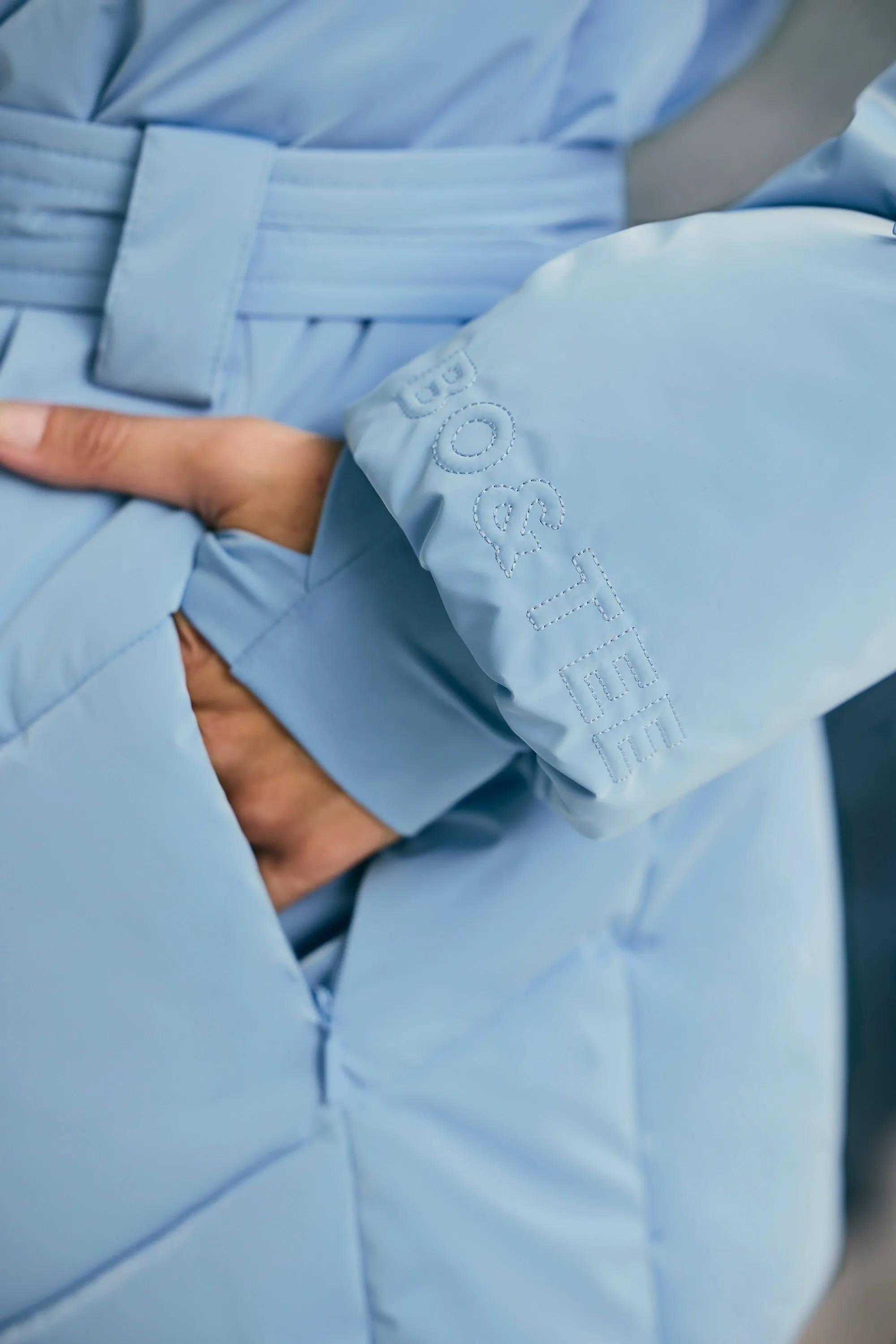 Oversized Quilted Hooded Ski Jacket in Ice Blue sold by Bo + Tee product image thumbnail 4